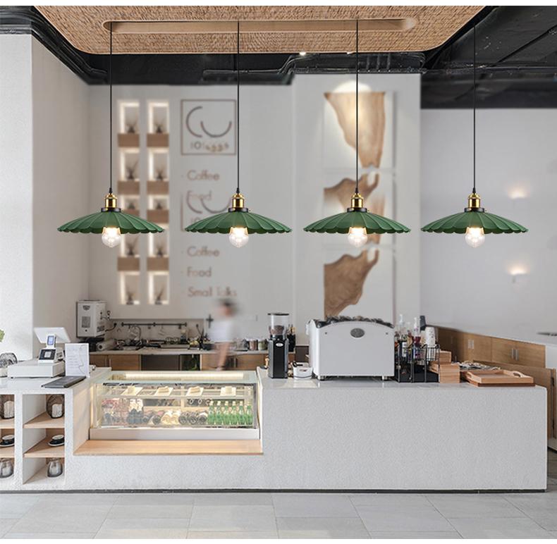 Vintage Hong Kong Industrial Red Hot Pot & BBQ Restaurant with Nostalgic Green Chandelier