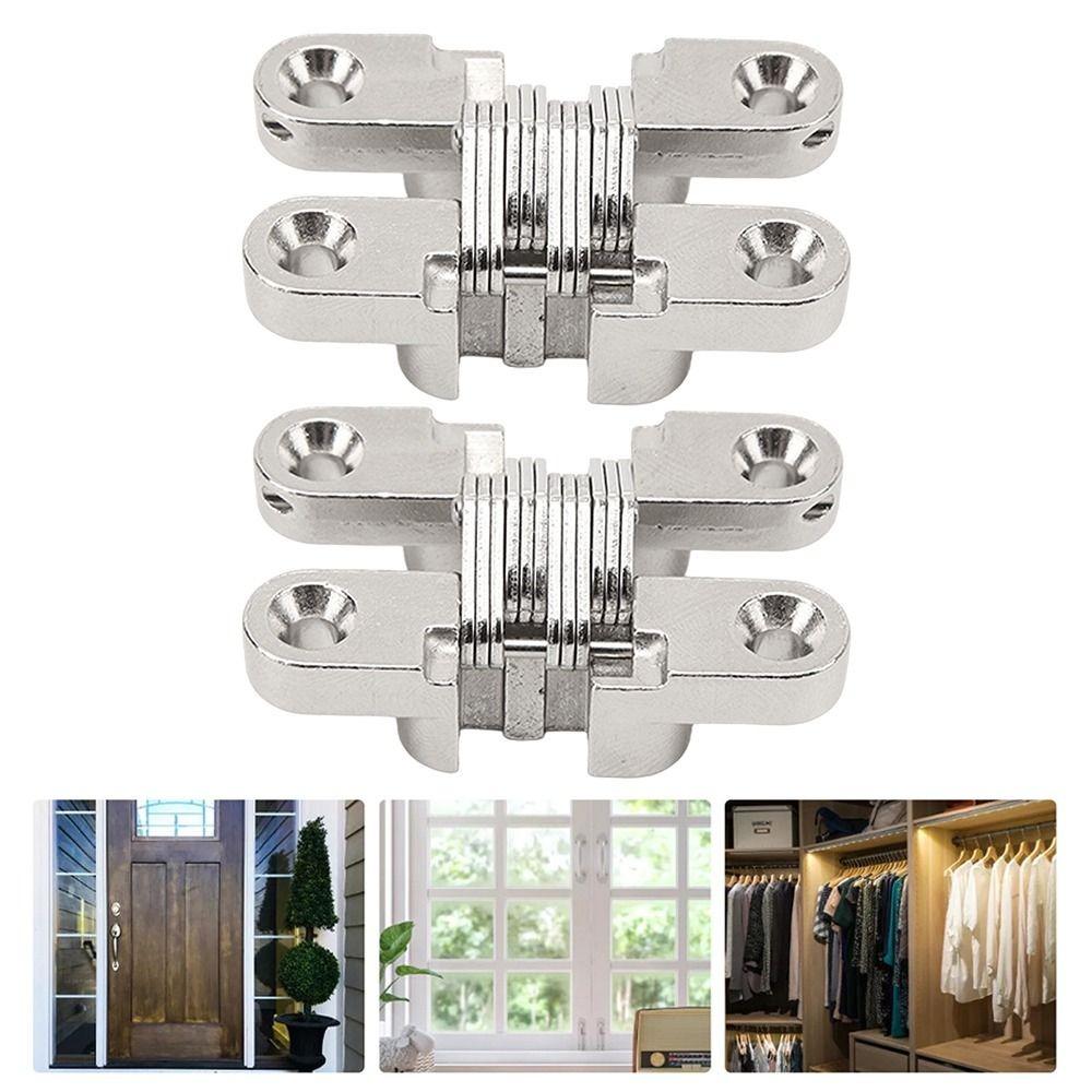 2pcs Easy-Install Concealed Hinge Compact Cross Hinge Durable Hidden Hinge  Secret Bathroom Doors