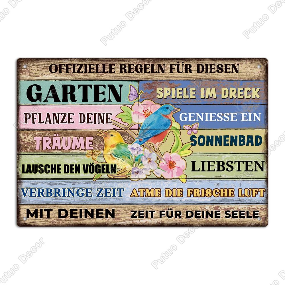 Putuo Decor German Vintage Metal Tin Sign xin Rustic Wall Art for Farmhouse Office Coffee Shop Unique Gift Idea for Friends