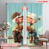 2pcs   plane printing Print Curtains Grandparents embrace1 Polyester (without rod) Room Decor for Kitchen   Bedroom & Living