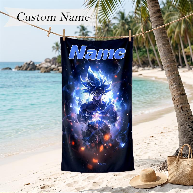 Dragon Ball Custom Name Printed Beach Towel Personalized Soft Towel For Swimming Beach Travel