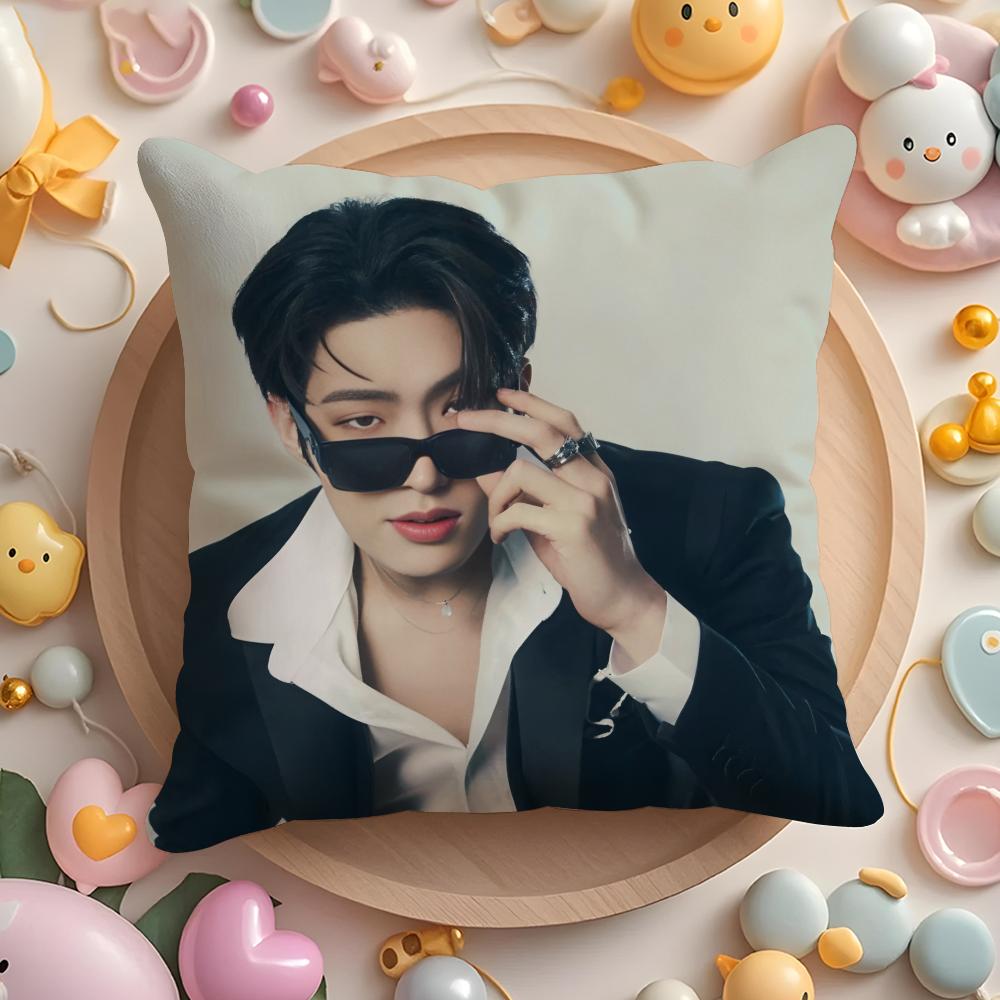 MMingi AAteez Idol Cushion Cover Plush Fabric Soft DoubleSided Printed Sofa Warm Winter Home Gift Pillow Cover