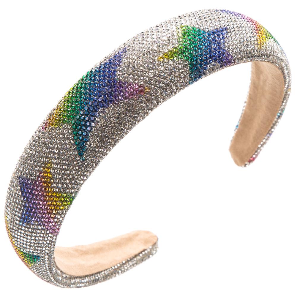 European and American New Super Flash Rhinestone Five-Pointed Star Hairband Fashionable High-Grade Versatile Sponge Headband