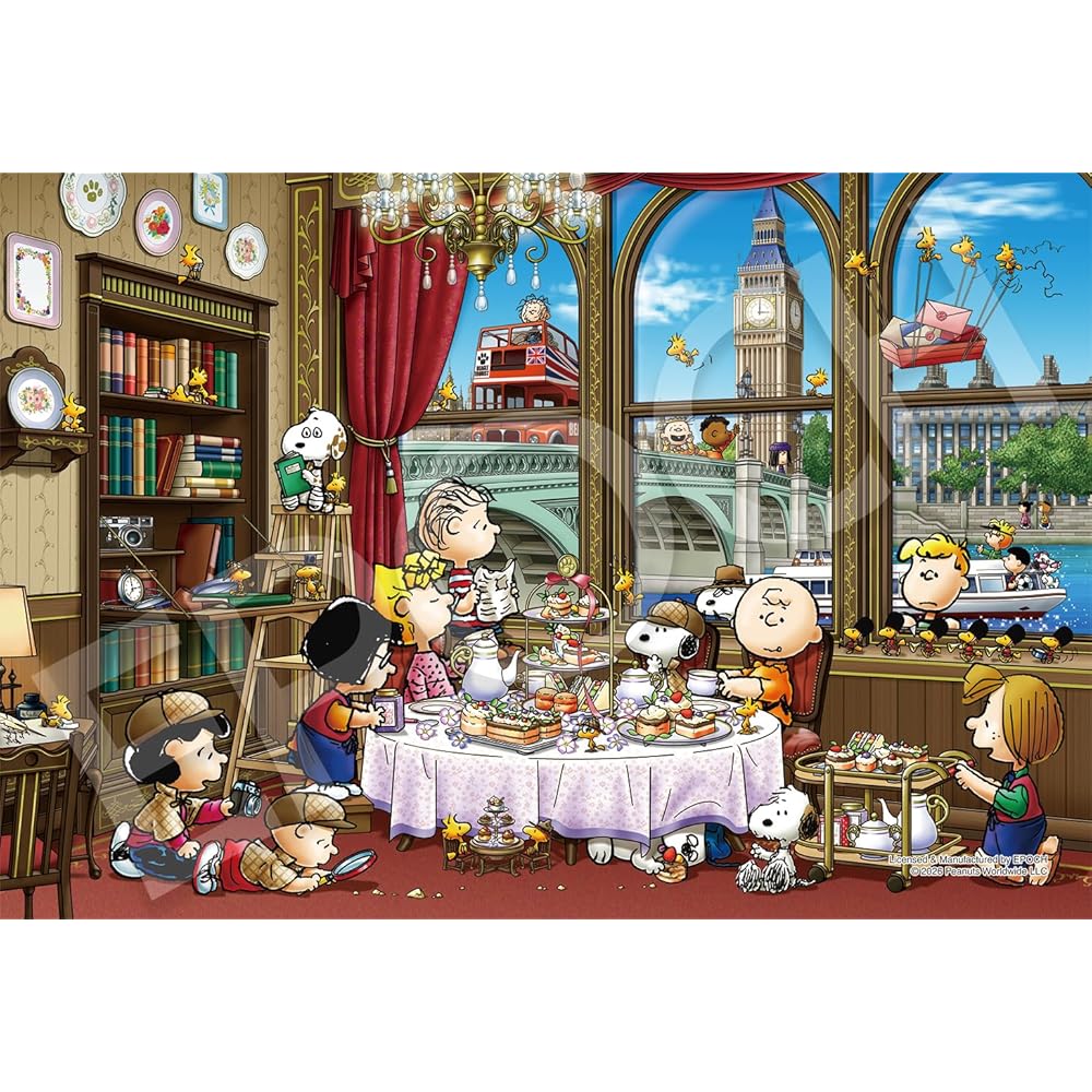 EPOCH Super Small Piece Jigsaw Puzzle Peanuts Snoopy in London 26x38cm with Glue and Spatula