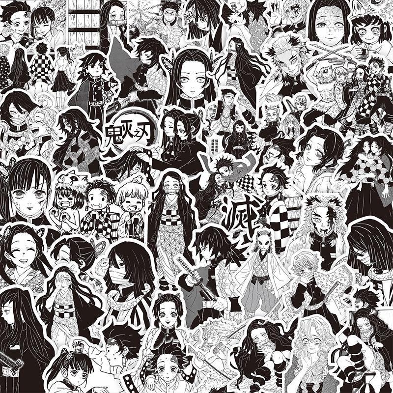 75/82pcs New Shadow Cartoon Anime Demon Slayer Stickers for Laptop Suitcase Skateboard Guitar Phone Cartoon Sticker Kid Gift
