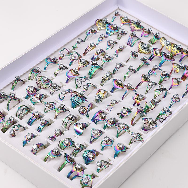 

Кольца из нержавеющей стали, 10 шт., мужские и женские полые кольца из смешанной титановой стали