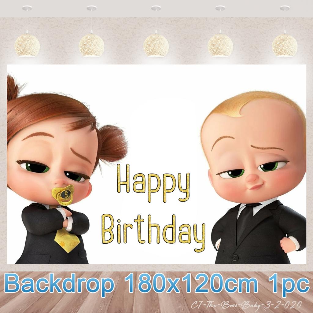 Baby B-BOSSED Birthday Theme Birthday Party Decoration Backdrop Family Cup Plate Napkin Balloons Baby Shower Supplies Kid Gift