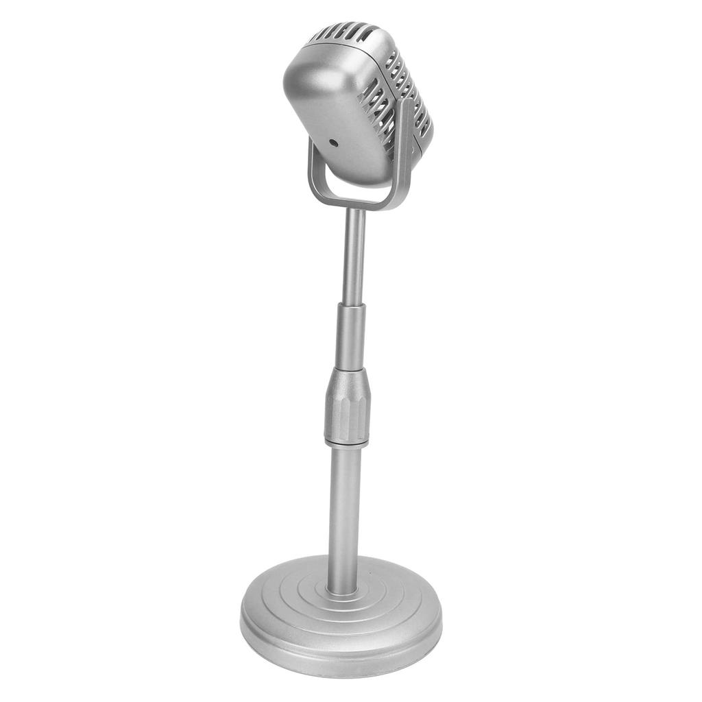 Acogedor Vintage Microphone Toy Prop Classic Retro Dynamic Microphone Silver Stable Base Support Rod Photography