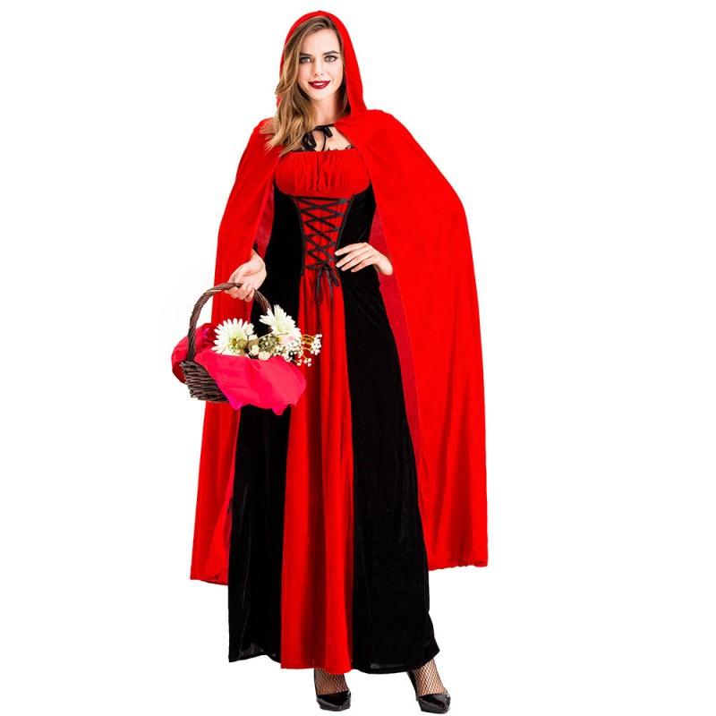 New Halloween Costume, Nightclub Queen Vampire Costume, Red and Black with Cape Little Red Riding Hood Costume