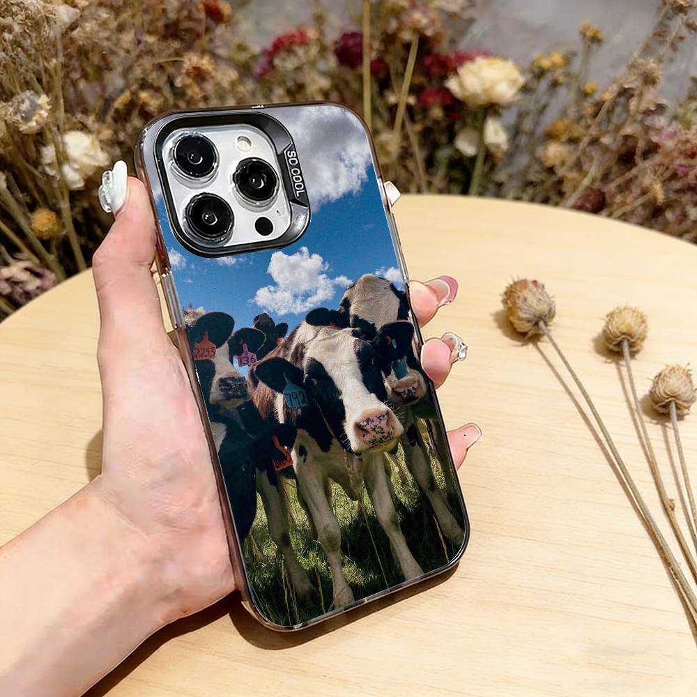 Funny cute cows Phone Case For iPhone 17,16,15,14,13,12,11 Plus,Pro Max,XS,Colored Silver Plated Inside Cover