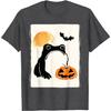 Sad Frog Halloween Pumpkin Graphic Tee Funny Japan Art Short Sleeve Casual T-Shirt