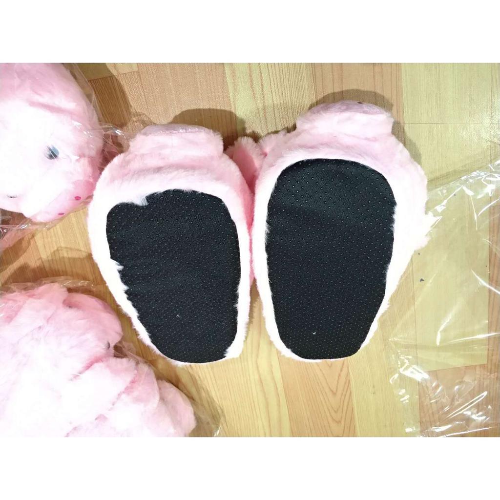 Pig Plush Cotton Slippers And Winter Closed Toe Non- Warm Home Indoor Floor Shoes