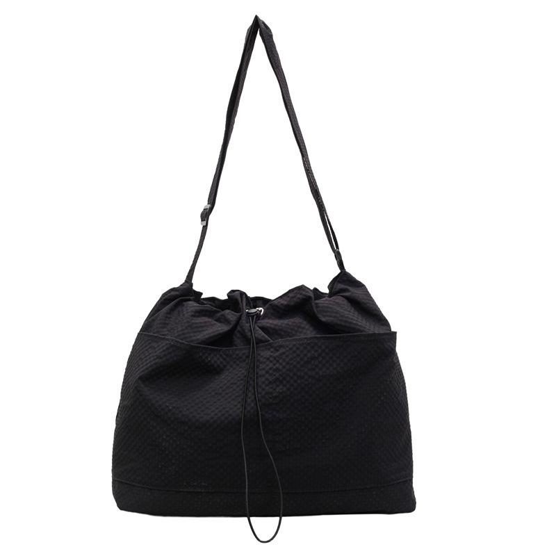 New Drawstring Design Shoulder Bag Women's Japanese Large-capacity Lightweight Messenger Bag College Students In Class Storage Tote Bag