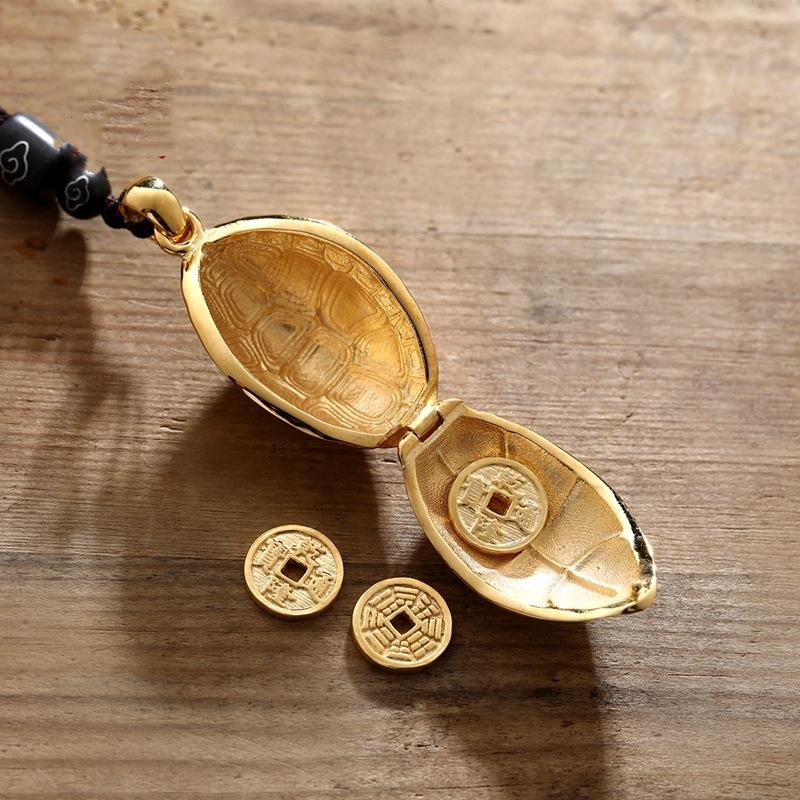 Retro Rich Turtle Shell Pendant, Trendy Men's Turtle Shell Can Be Opened Pendant with Rope Accessories