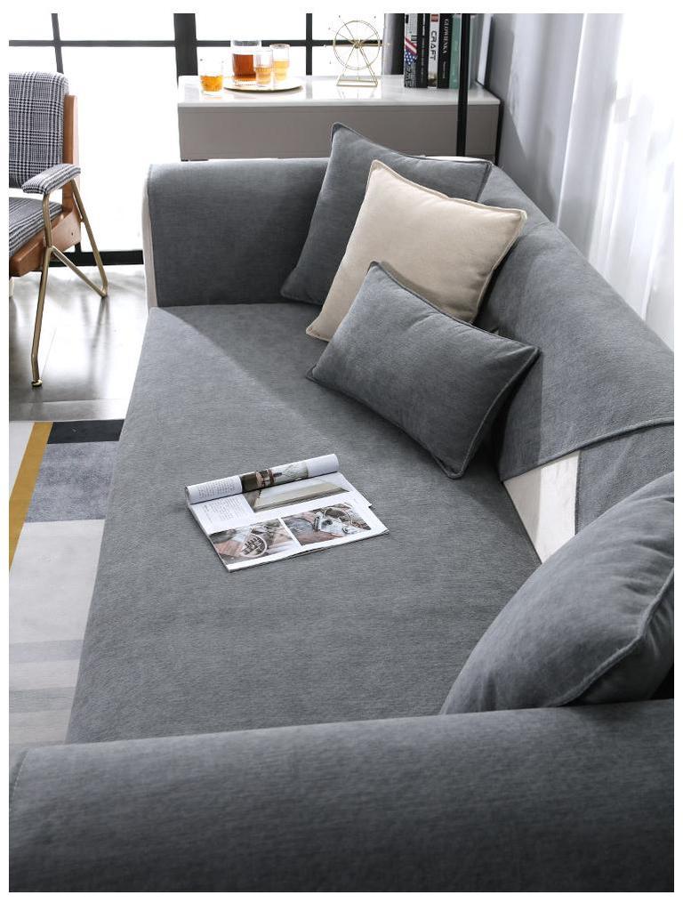 Gray Chenille Sofa Cushions: Non-Slip, Light Luxury Cover for All Seasons