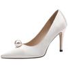 Fashion 2025 New Wedding Shoes Women Pearl Buckle Red High Heels Stiletto Bridesmaid White Bridal Shoes Black Work Shoes