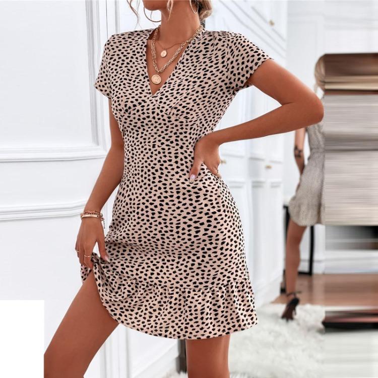 Damen Sexy Sommer Casual Blumenmuster V-Ausschnitt Kurzes Kleid Rock