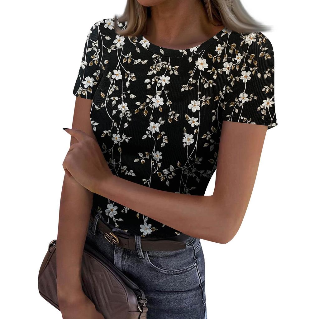 Dames Slim Fit T-shirt Mode Casual Ronde Hals Pullover Korte Mouw Top