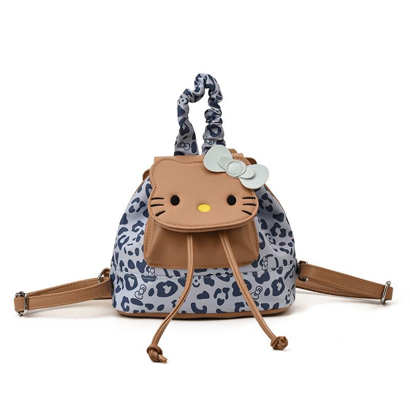 Cartoon Cute Cat Boys And Girls Backpack Fashion Leopard Print Boys And Girls Small Schoolbag Children'S Backpack