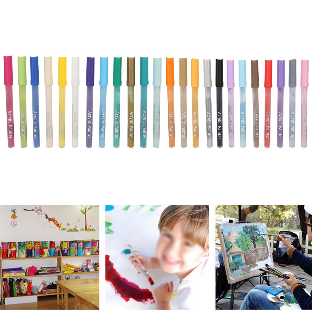 Coloured Acrylic Marker Pen Kit Non Toxic Water Based Painting Drawing Tool(24 Colors )