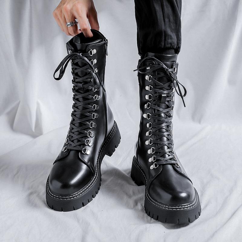 Fashion British Style Men's Boots Fashion Designer Casual Style Party or Office Work Outdoor Trendy Youth Shoes High Top Leather Shoes