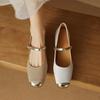 Chengdu Handmade Women's Genuine Leather Square Toe Mary Jane Shoes with Mid-Heel - French Chic Style.