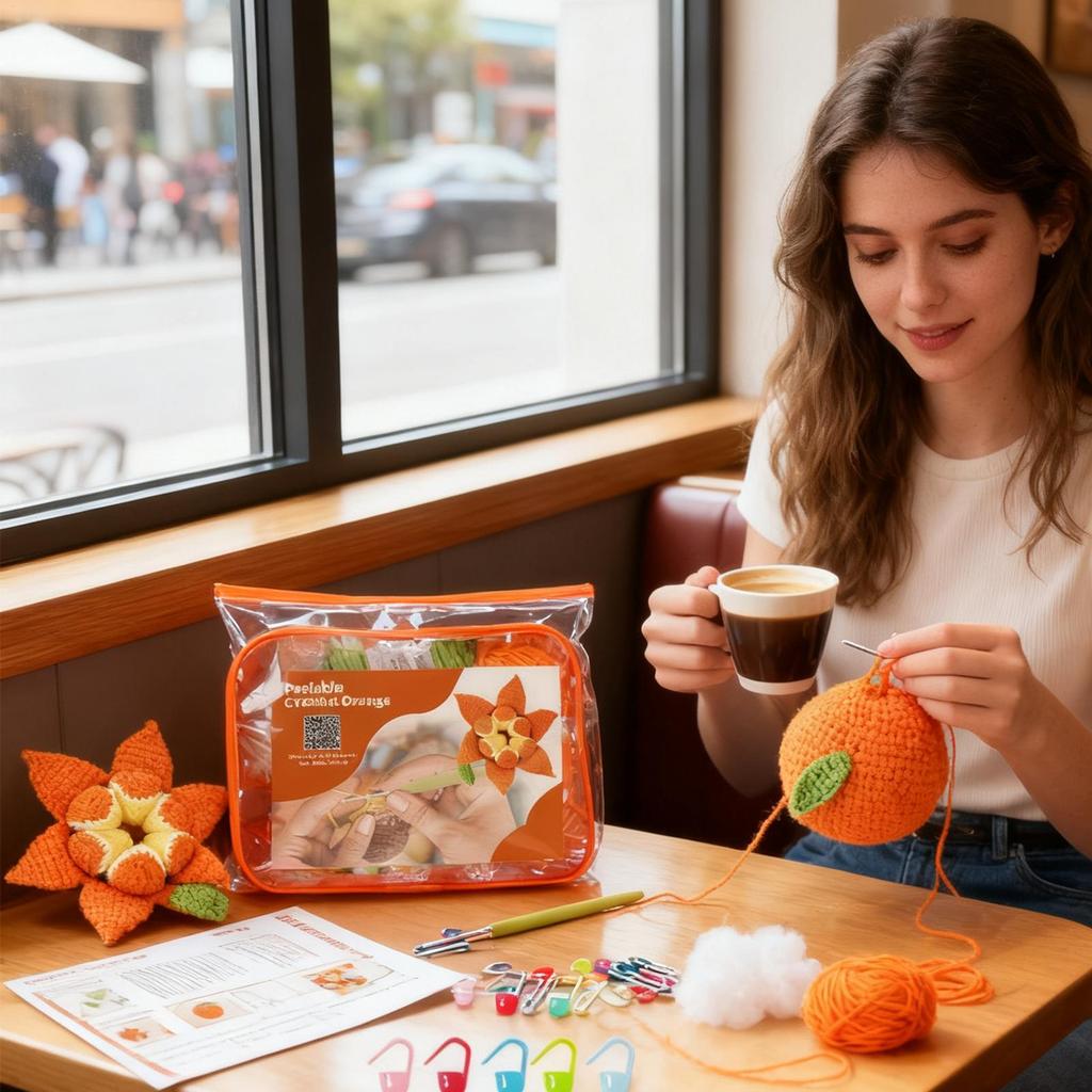Crochet Kit Funny Knitting Accessories Kids Peelable Orange Toys Knitting Kit For Kids Women Boys Girls Mom Handicraft Lovers