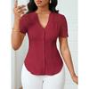 Women's Casual Summer/ Spring Printed Short-sleeved V-neck Blouse Shirt