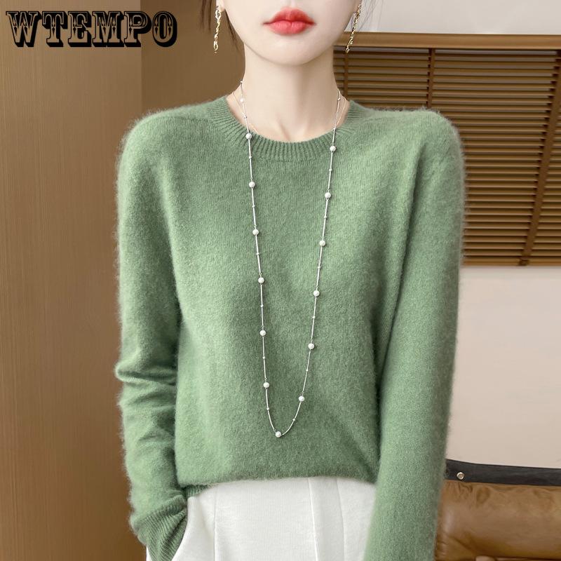 Women's Round Neck Sweater Pullover Sweater Autumn and Winter Warm Temperament Top