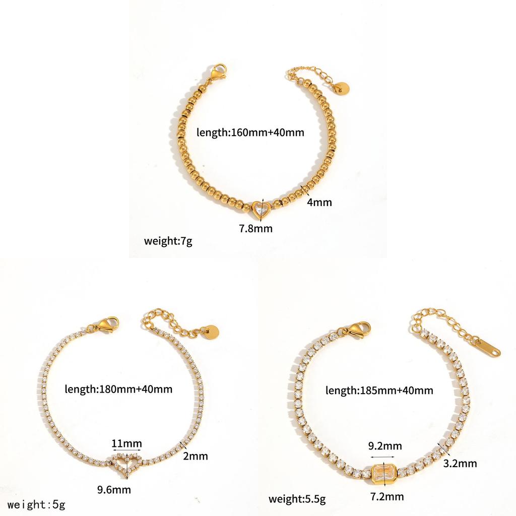 Herzförmiges Edelstahlarmband mit Zirkonia für Damen Modeschmuck