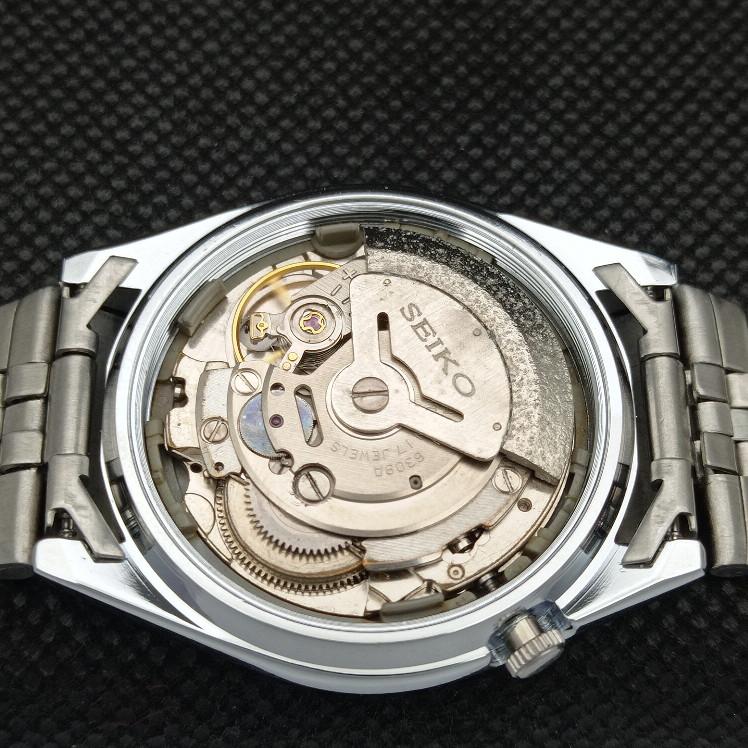 RENOVOVANÉ VINTAGE SEIKO 5 AUTOMATIC 6309A JAPONSKO PÁNSKÉ D/D ČERNÉ HODINKY a318636-9 Seiko-a318636-1