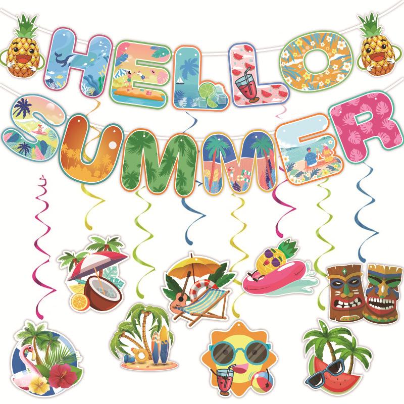 

Summer Party Decorations Hello Summer Colorful Beach Pool Theme Banners Beach Decorations Garland for Holiday Party Supplies