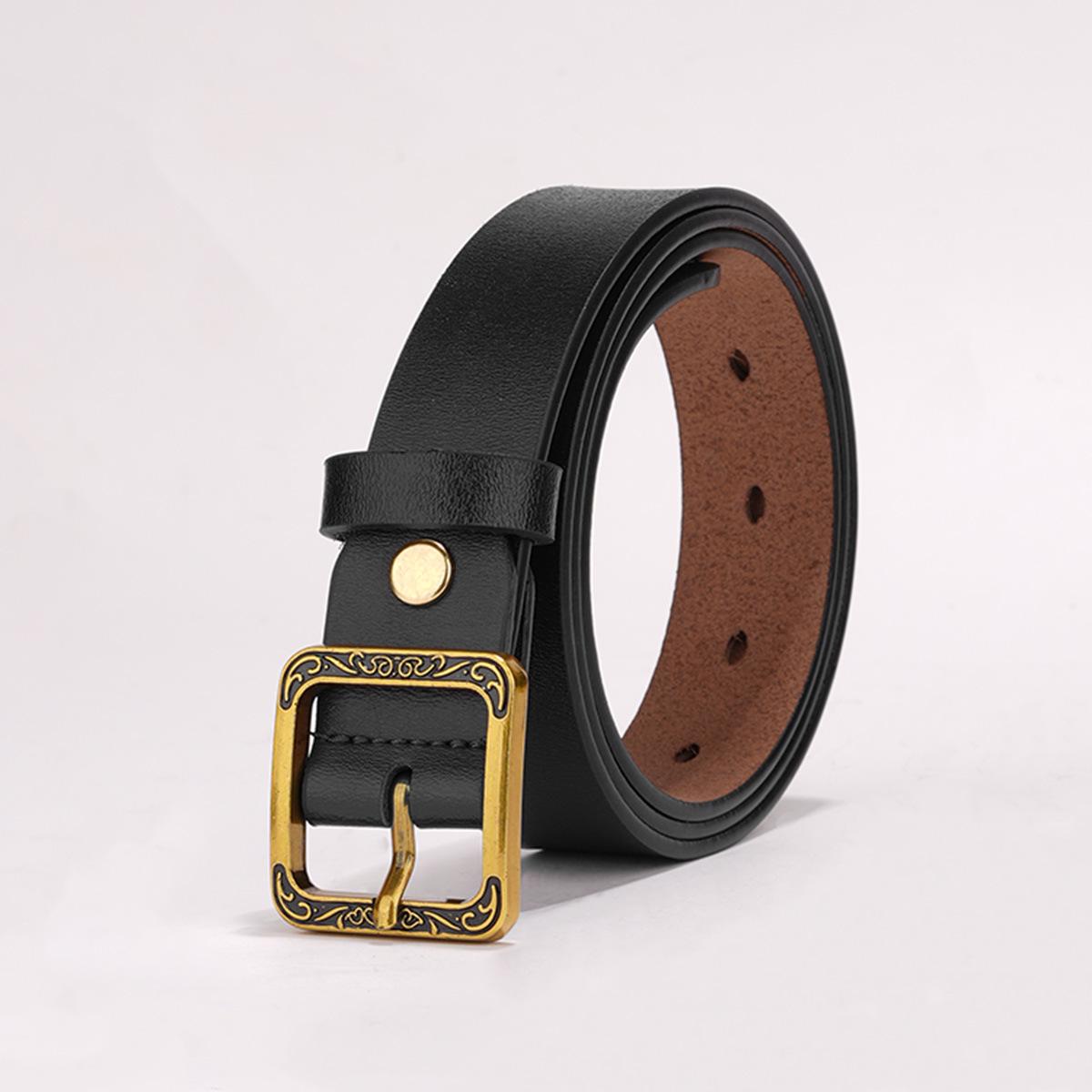 

Light Luxury Niche Design Genuine Leather Women, Belt Two-layer Cowhide, Retro Pin Buckle Fashionable and Versatile 105cm