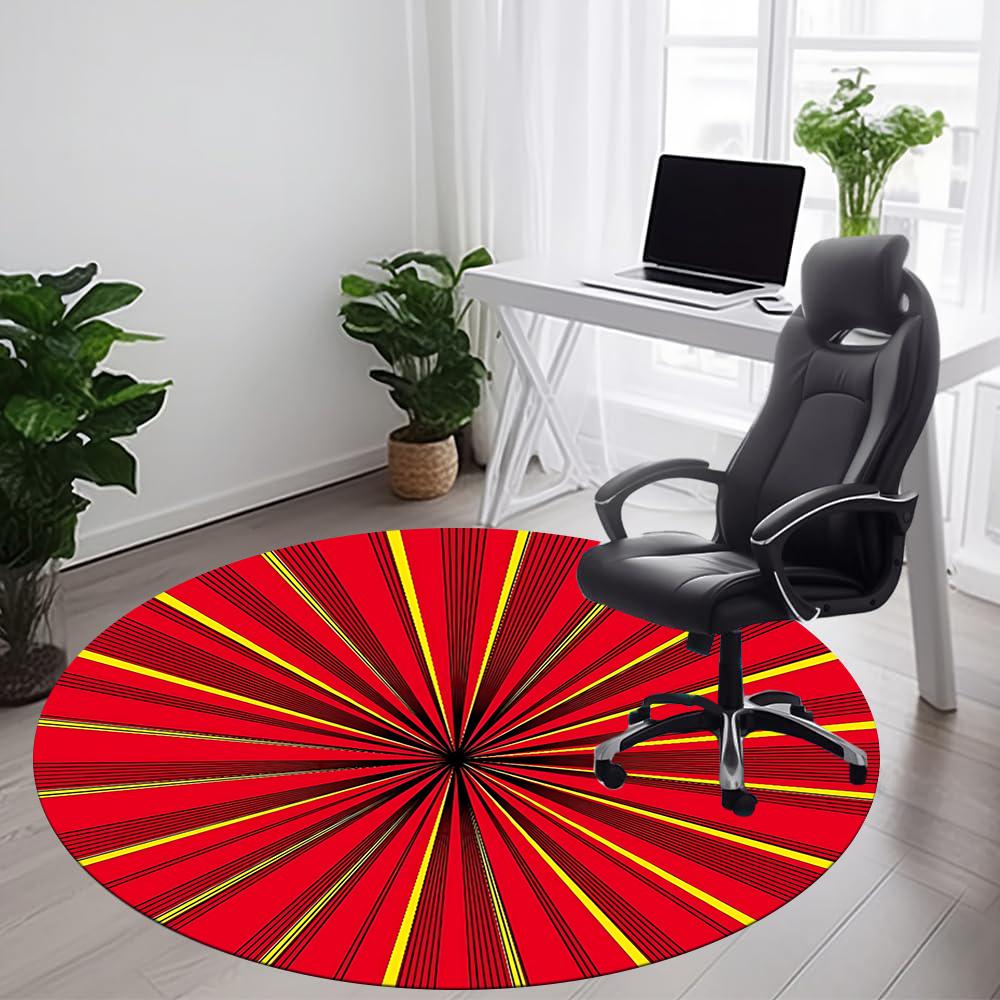 1pc Sunburst Pattern Office Round Area Rug, Indoor Mat Suitable ForOffice, Under Office Chairs Bedroom Living Room Home Decor, Room Decot052