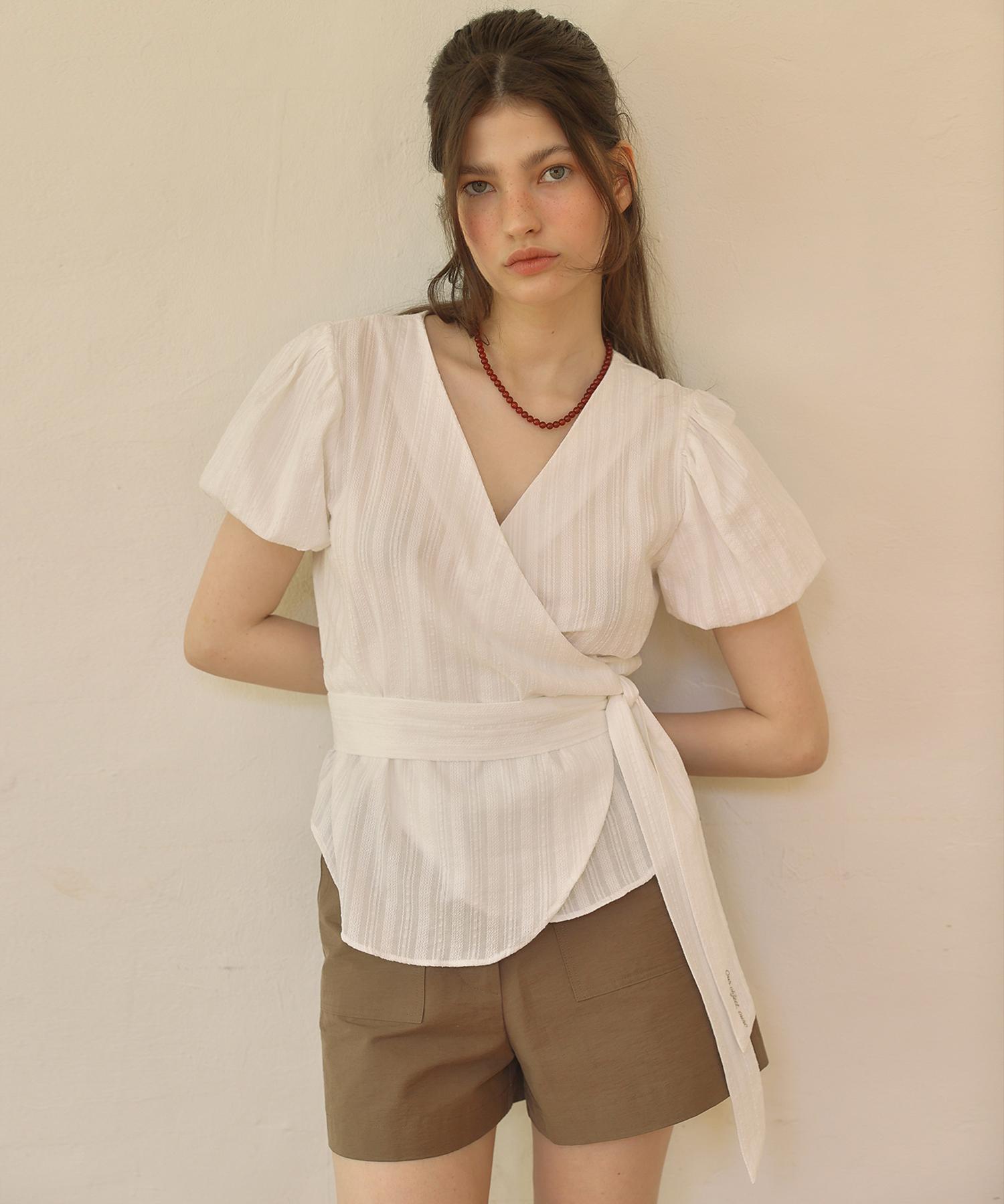 Auro Flora Wrap Blouse [ White ]