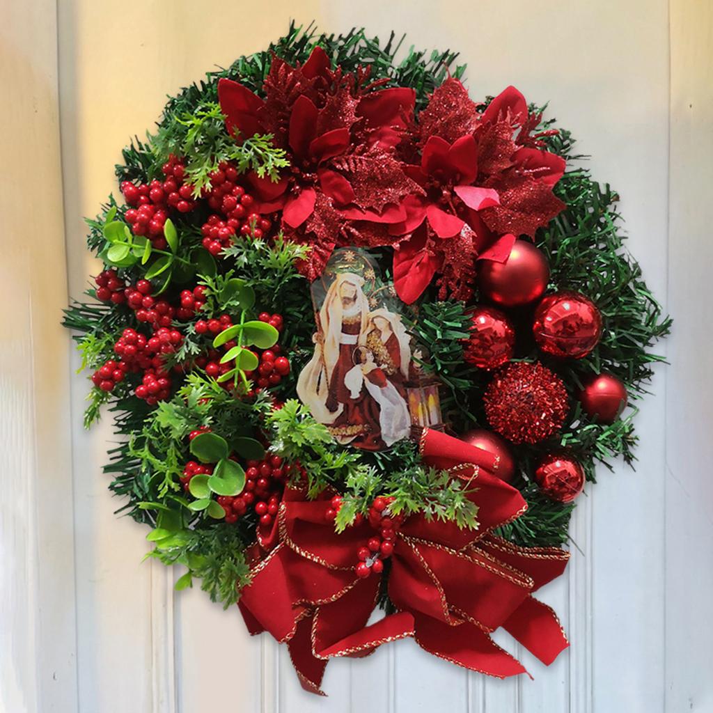 Christmas Artificial Wreath 30cm Front Door Wall Hanging [u