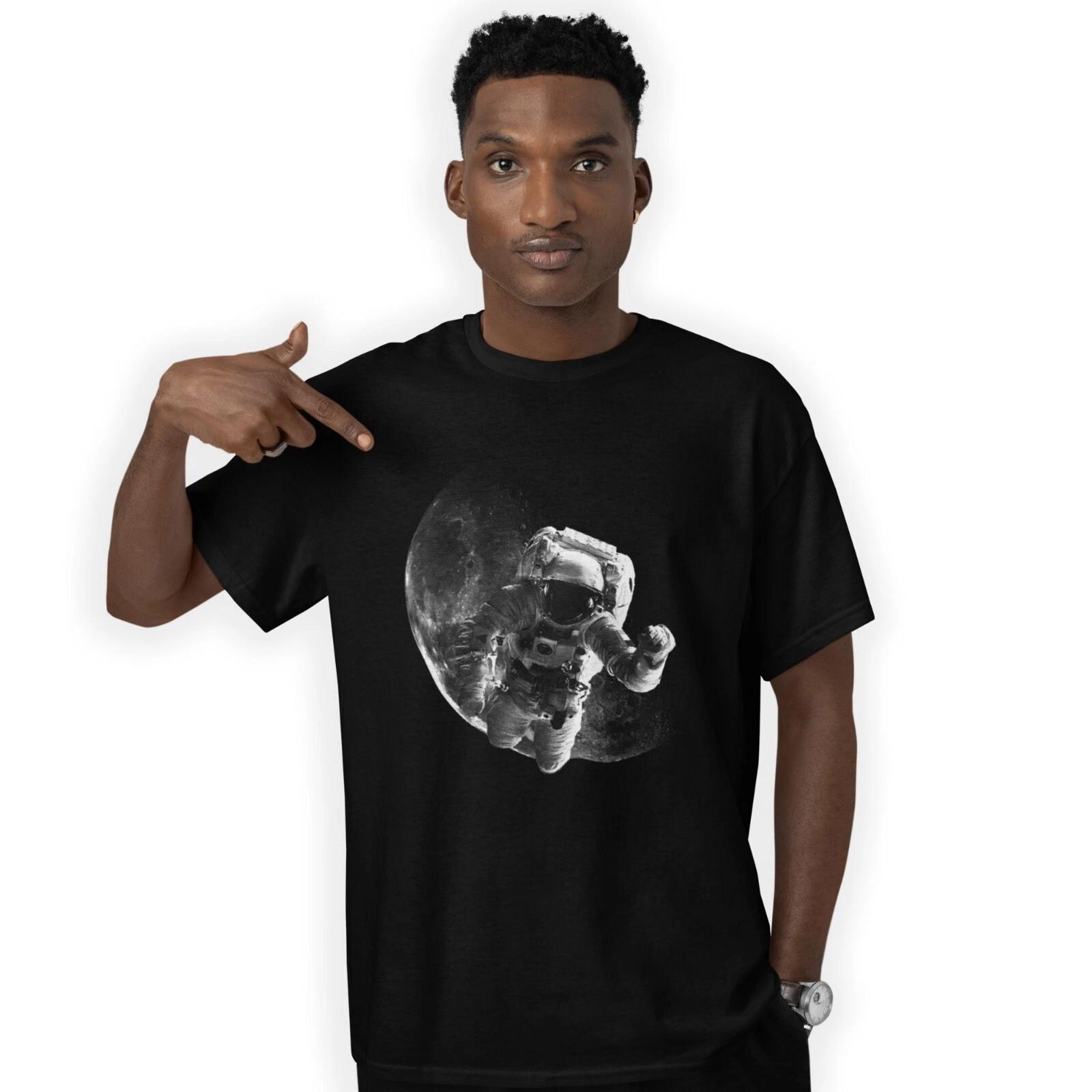 Astronaut Moon Space Walk Hand Printed T-Shirt Lunar Eclipse Birthday Gift M
