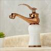Rose Gold Luxury Bathroom Basin Faucet Single Handle Vanity Sink Mixer water Taps Brass Natural Jade Basin Sink Faucet Chrome