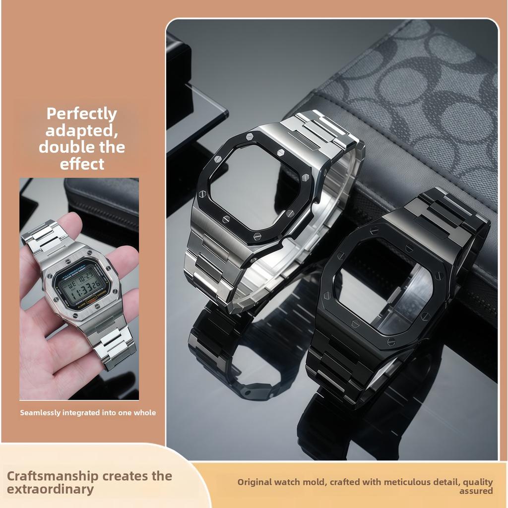 Modifiziertes Edelstahlgehäuse+Armband Für Casio G-SHOCK DW-5600 5610 GW-M5610 GW-B5600 Mod-Kit Herren Metall-Uhrenarmband Lünette Werkzeuge