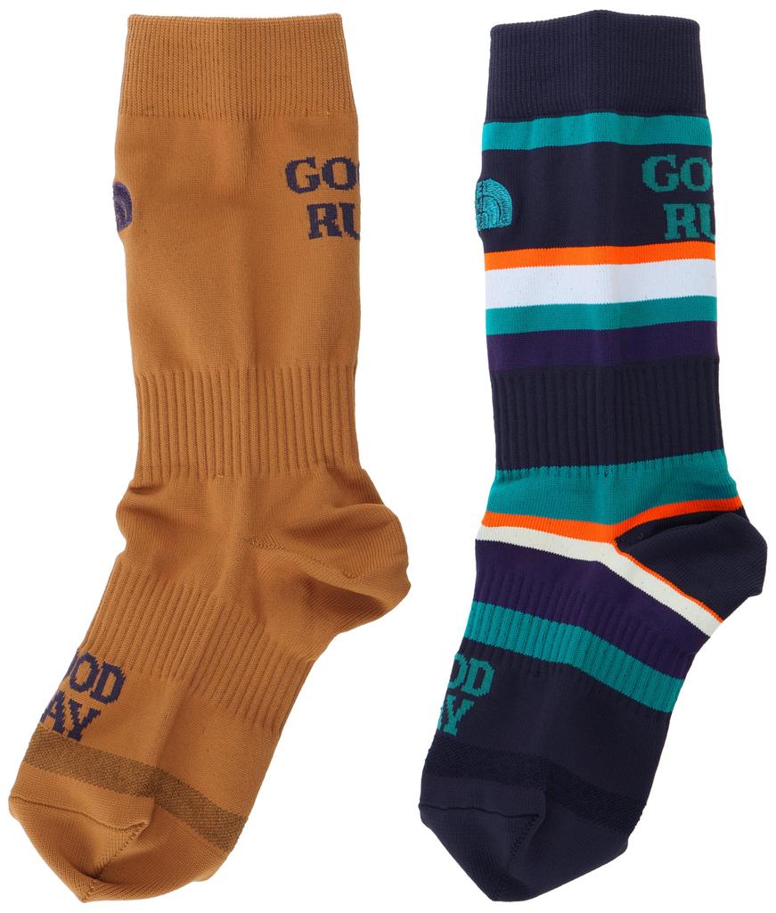 The North Face K Free Run Light Crew Bronx JM 2-Piece Socks, Brown/Navy Boater,