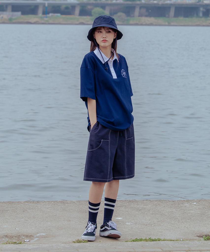 Day Life Logo Carpenter Half Pants (Navy)