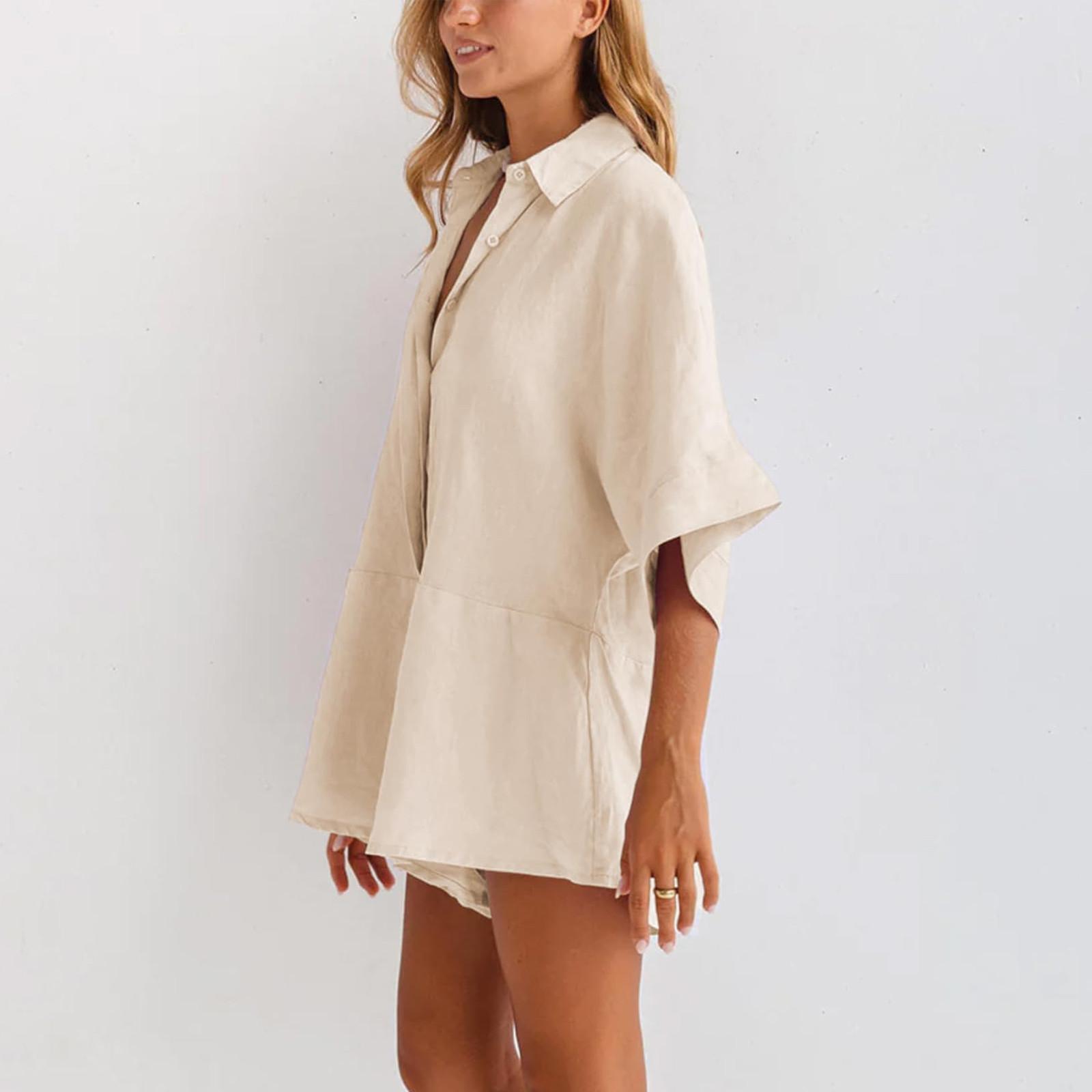 Летние комбинезоны с короткими рукавами для женщин — фото 4