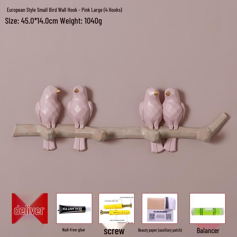 Handcrafted European-Style Small Bird Wall Hook for Keys & Coats