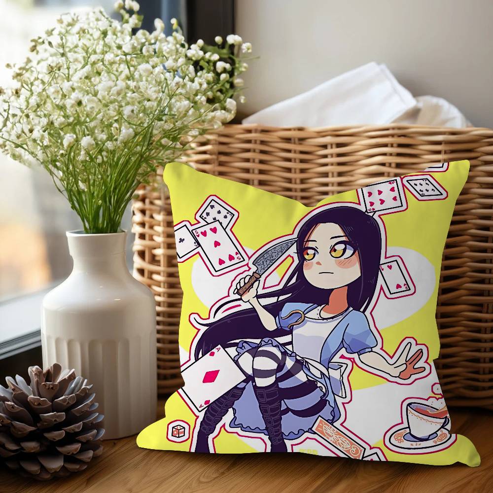 

A-Alice Madness Returns Наволочка для подушки с фильмом Автомобильная накидка Чехол для подушки для дивана Автомобиля Рождественский подарок 40x40см 45x45см 12x12Inch