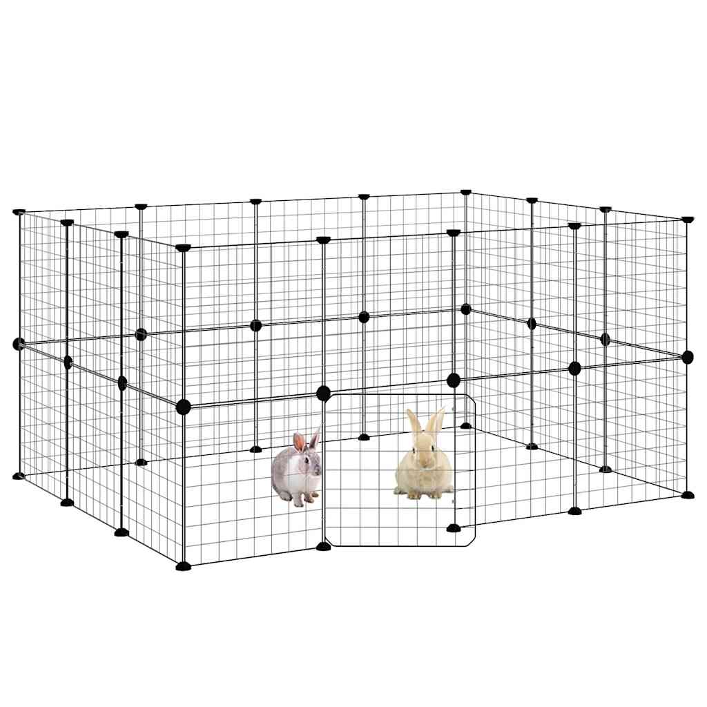 28 Piece Pet Cage with Door Black 35 X 35 Cm Steel