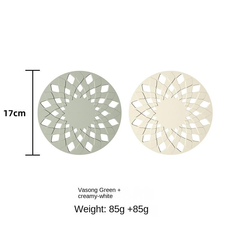 2 Pcs Lines Hollow Placemat Food Serving Table Mat Fletching Remover Vinyl Placemat for Round Table Hollow Out Silicone Placemat Safe Coaster Non-Slip