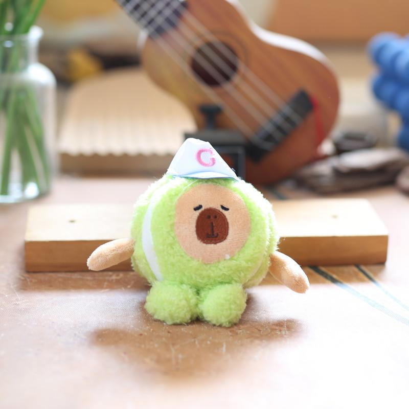 

Capybara Pink Green Plush Keychain Toy Pp Cotton Fill Bag Decor Collectors Item