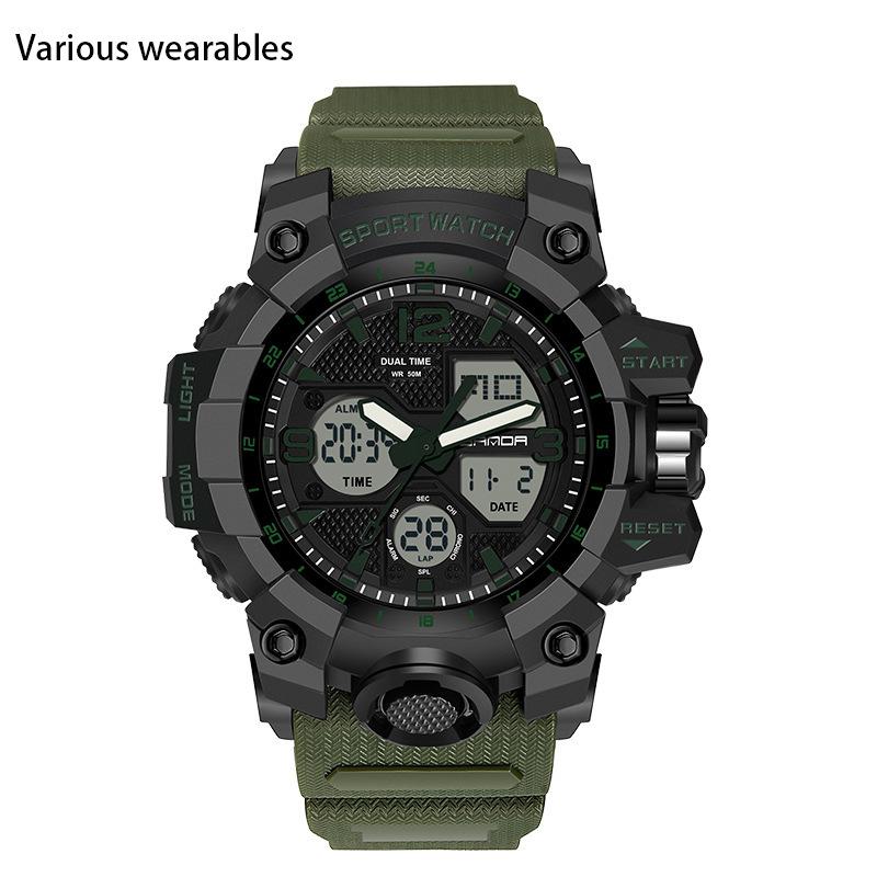 

Модные трендовые спортивные противоударные часы для мальчиков и девочек, многофункциональные водонепроницаемые светящиеся электронные часы
