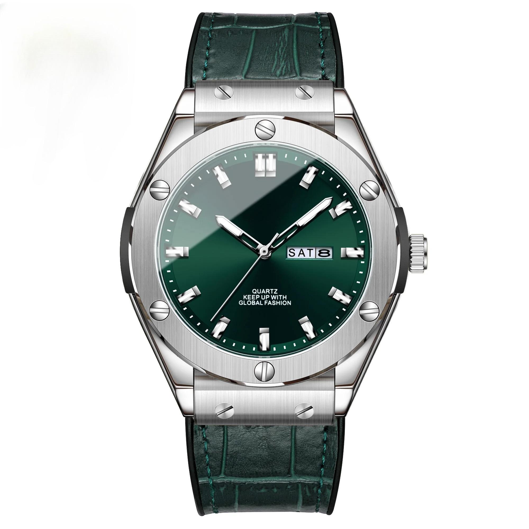 

Деловые часы Водонепроницаемые Светящиеся Функция даты и календаря Мужские Кварцевые Наручные часы из нержавеющей стали