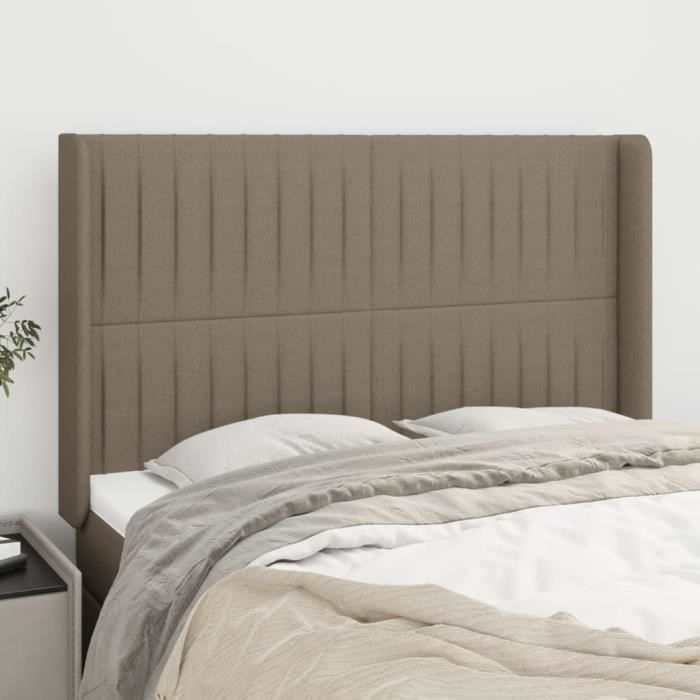 VidaXL Tête de lit avec oreilles Taupe 147x16x118-128 cm Tissu3119820